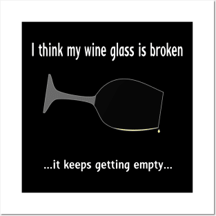 Broken wine glass - white wine for dark bg Posters and Art